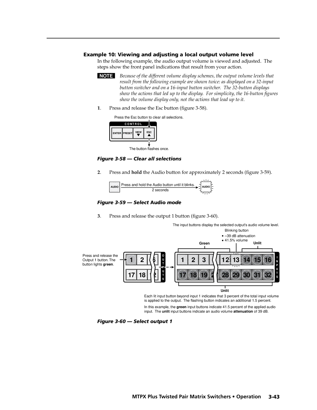 Extron electronic MTPX Plus Series manual Example 10 Viewing and adjusting a local output volume level 