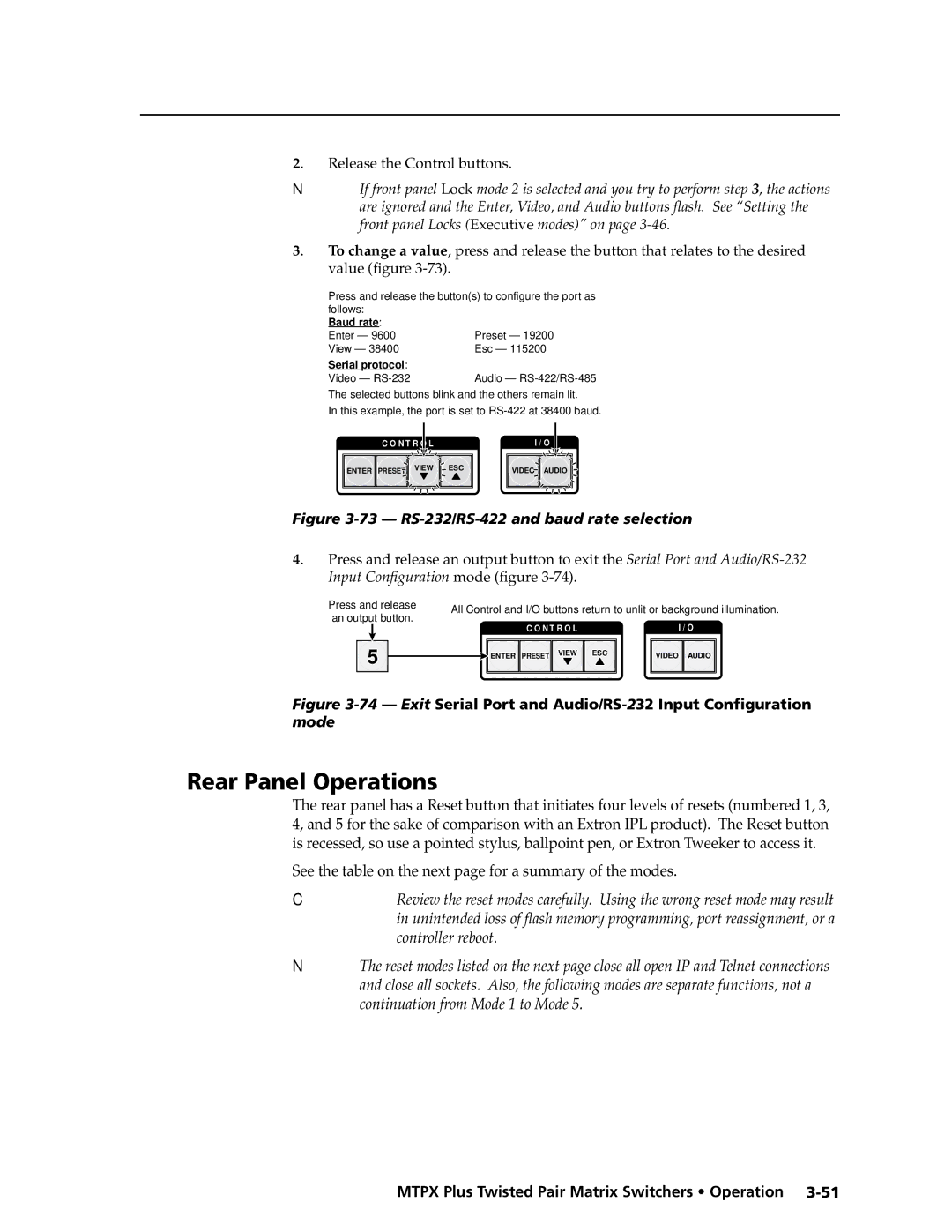 Extron electronic MTPX Plus Series manual Rear Panel Operations 