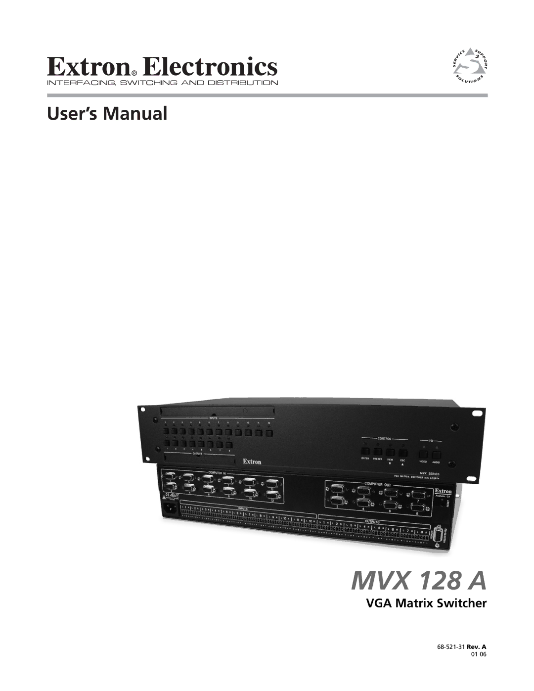 Extron electronic manual MVX 128 a, VGA Matrix Switcher 