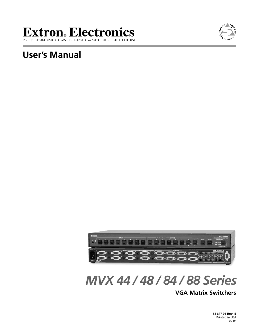 Extron electronic MVX 88, MVX 48, MVX 84 manual MVX 44 / 48 / 84 / 88 Series, VGA Matrix Switchers 