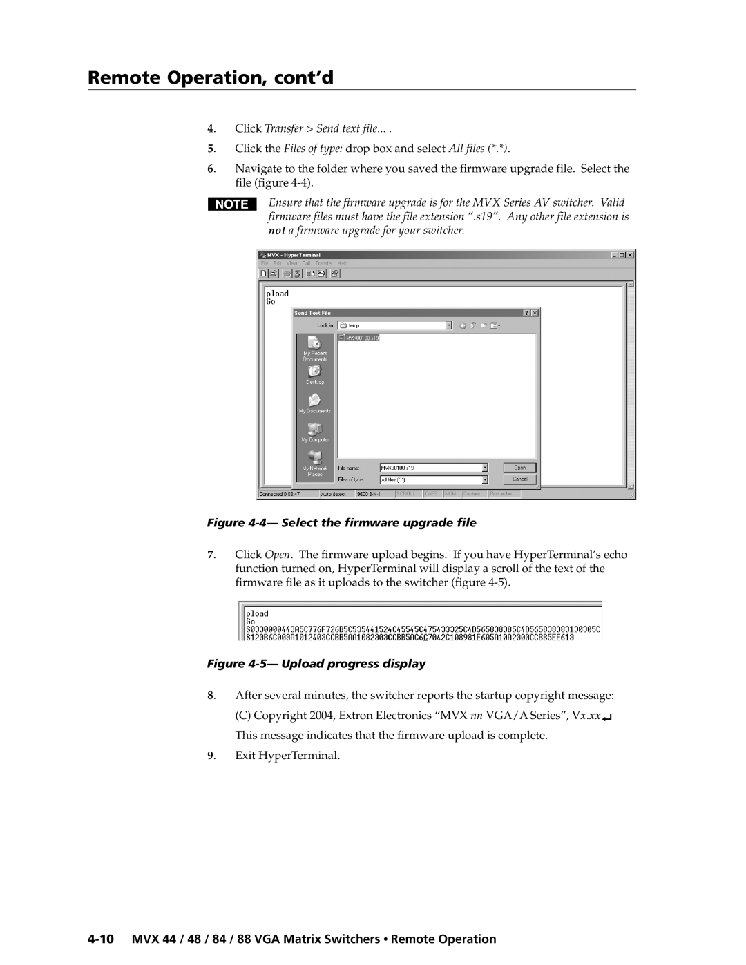 Extron electronic MVX 48, MVX 88, MVX 44, MVX 84 manual Click the Files of type drop box and select All files, File figure 