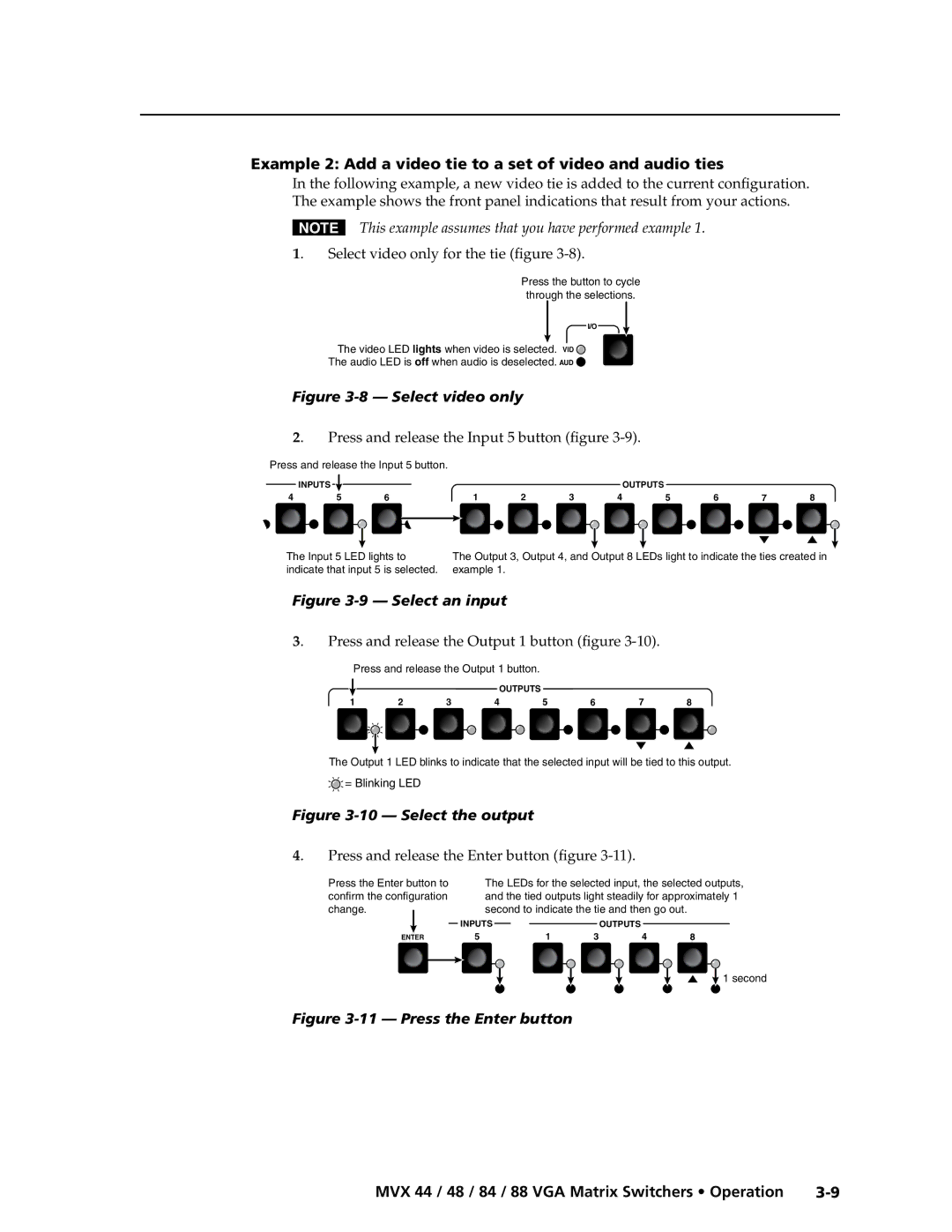 Extron electronic MVX 88 Series manual Example 2 Add a video tie to a set of video and audio ties 