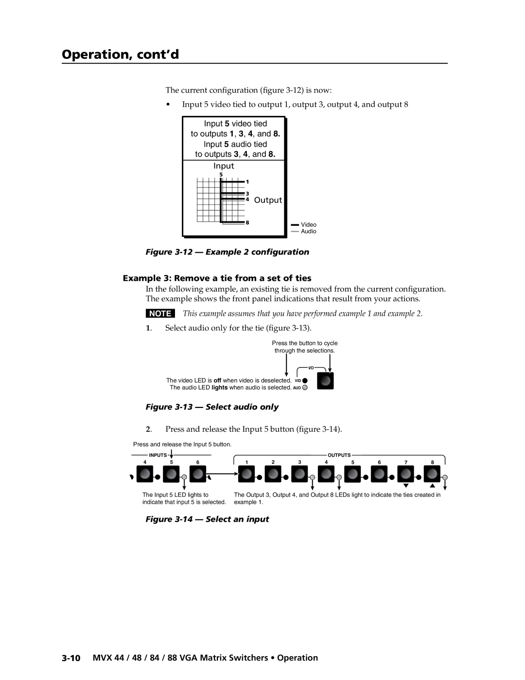 Extron electronic MVX 88 Series manual Current configuration -12 is now, Example 3 Remove a tie from a set of ties 