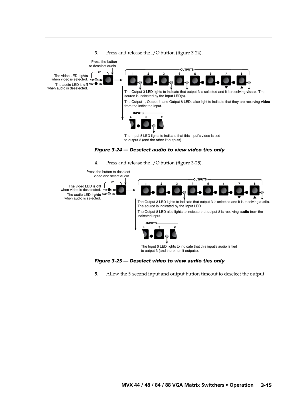 Extron electronic MVX 88 Series manual Deselect audio to view video ties only 
