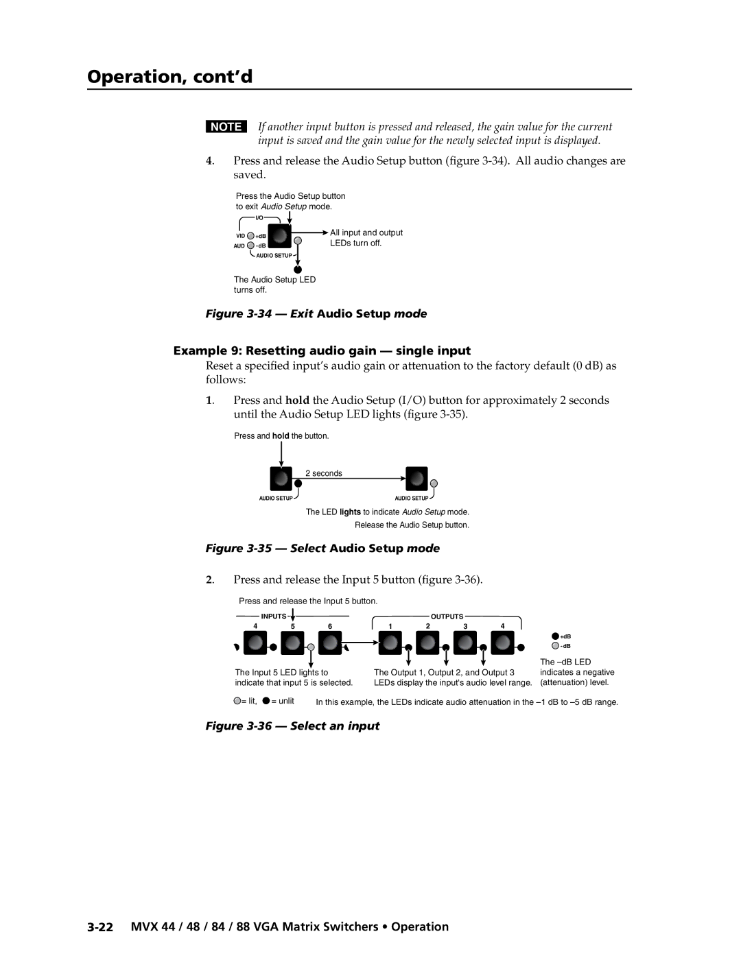 Extron electronic MVX 88 Series manual Saved, Example 9 Resetting audio gain single input 