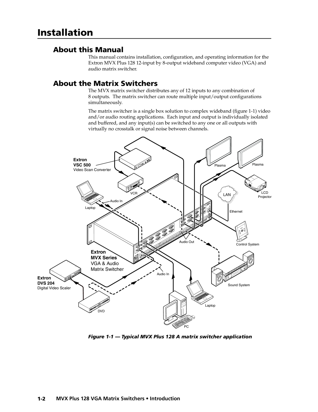 Extron electronic MVX PLUS 128 manual Installation, About this Manual, About the Matrix Switchers 
