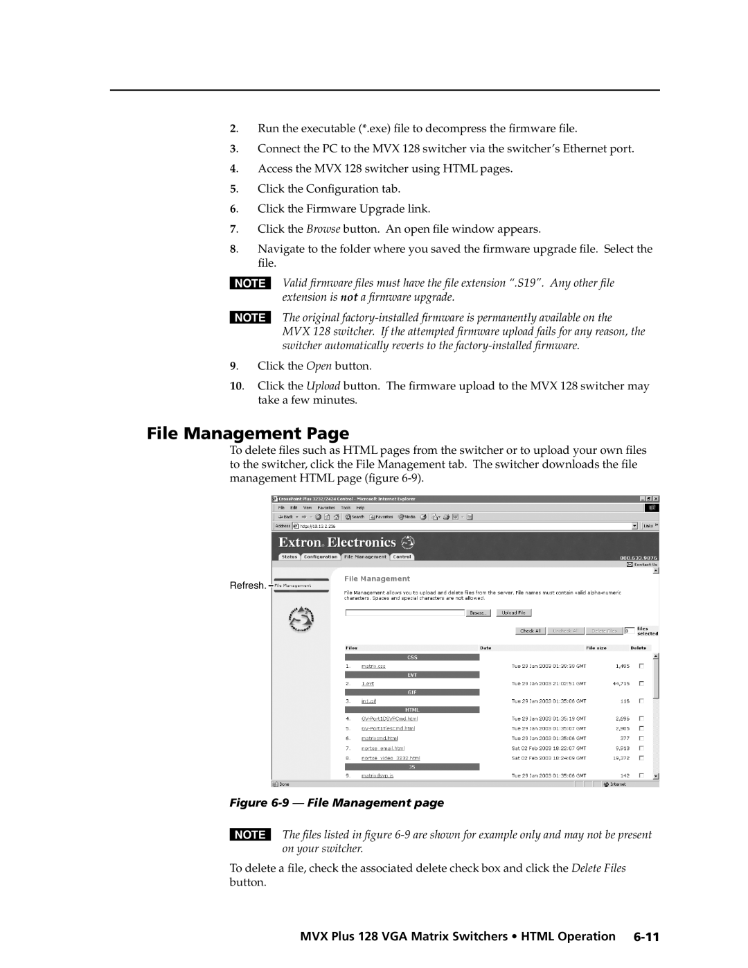 Extron electronic MVX PLUS 128 manual File Management 