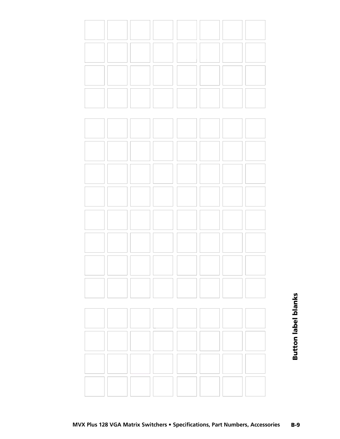 Extron electronic MVX PLUS 128 manual Button label blanks 