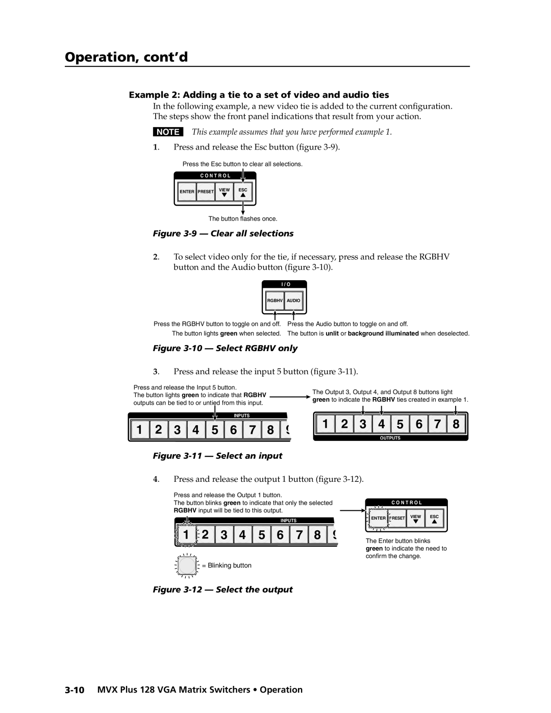 Extron electronic MVX PLUS 128 manual Example 2 Adding a tie to a set of video and audio ties 