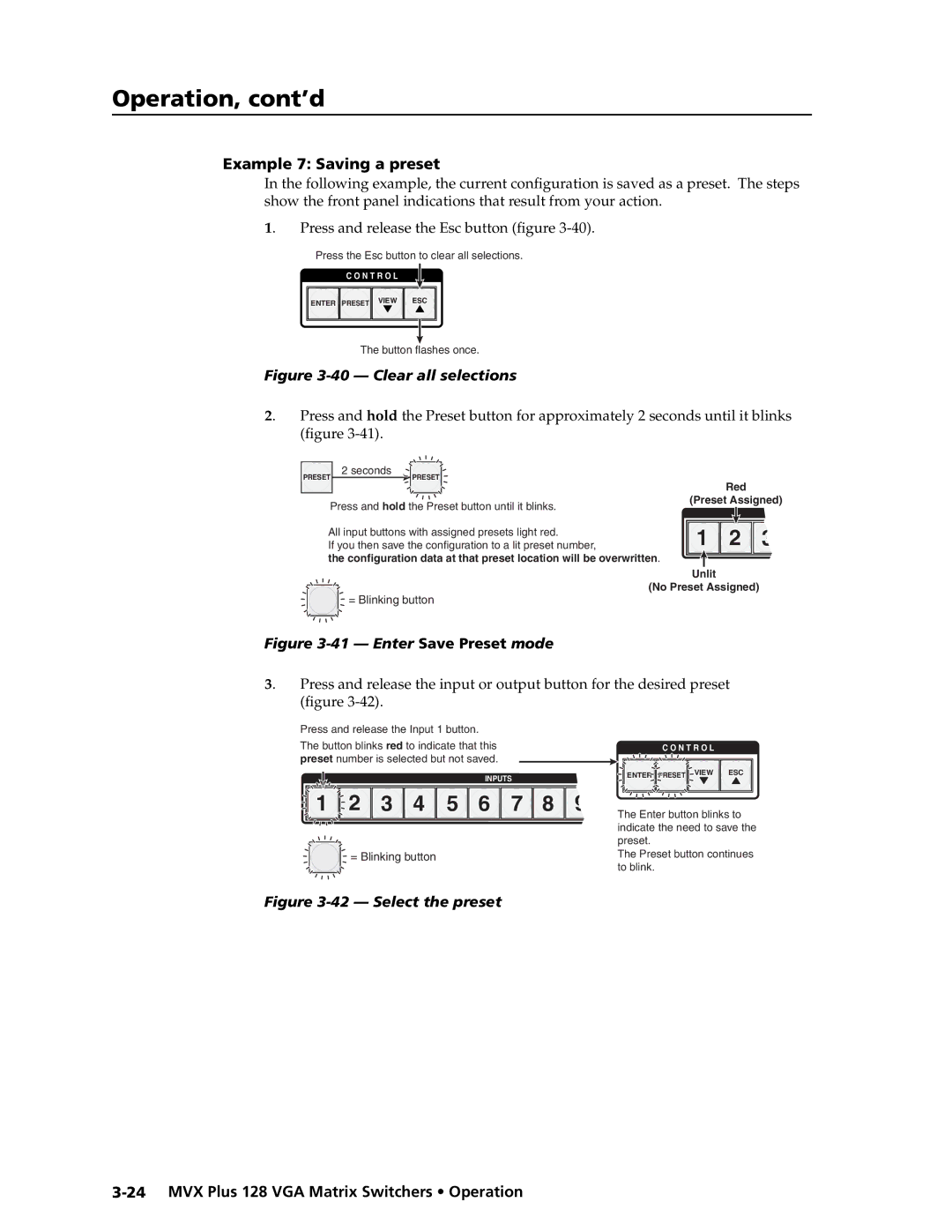 Extron electronic MVX PLUS 128 manual Example 7 Saving a preset, ﬁgure 