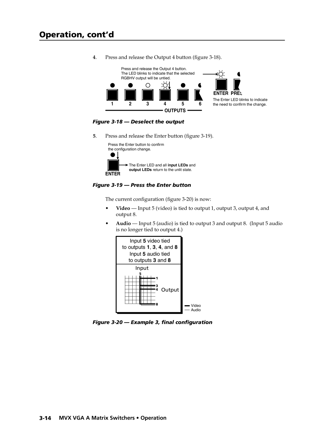 Extron electronic MVX VGA A manual Press and release the Output 4 button figure, Press and release the Enter button figure 