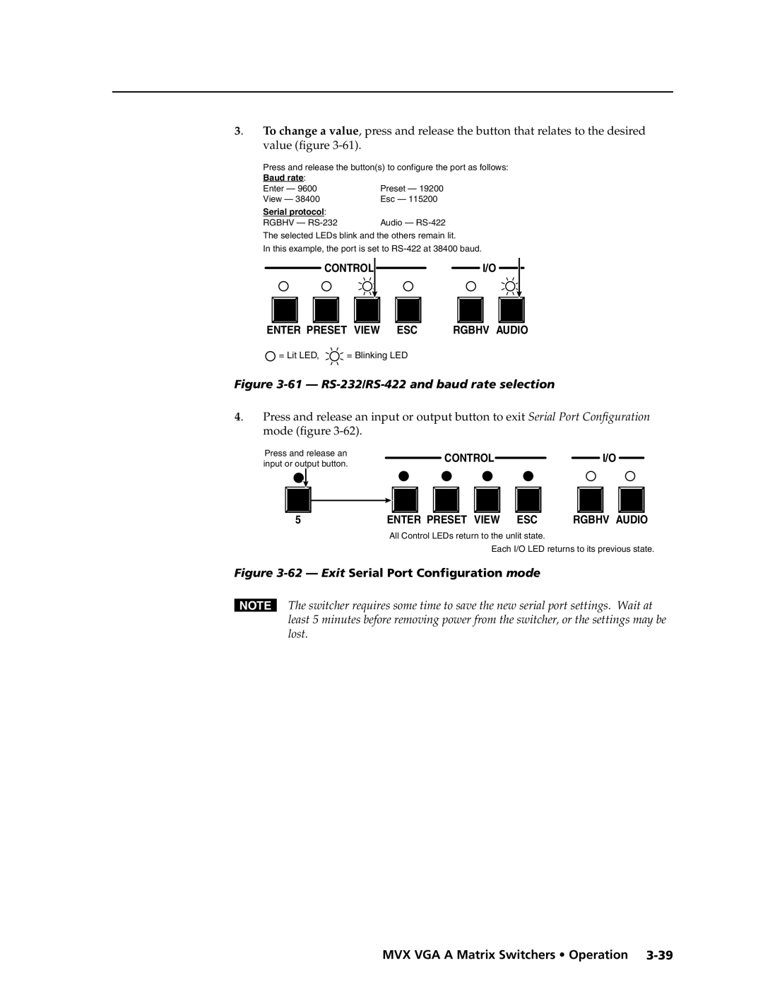 Extron electronic MVX VGA A manual 61 RS-232/RS-422 and baud rate selection 