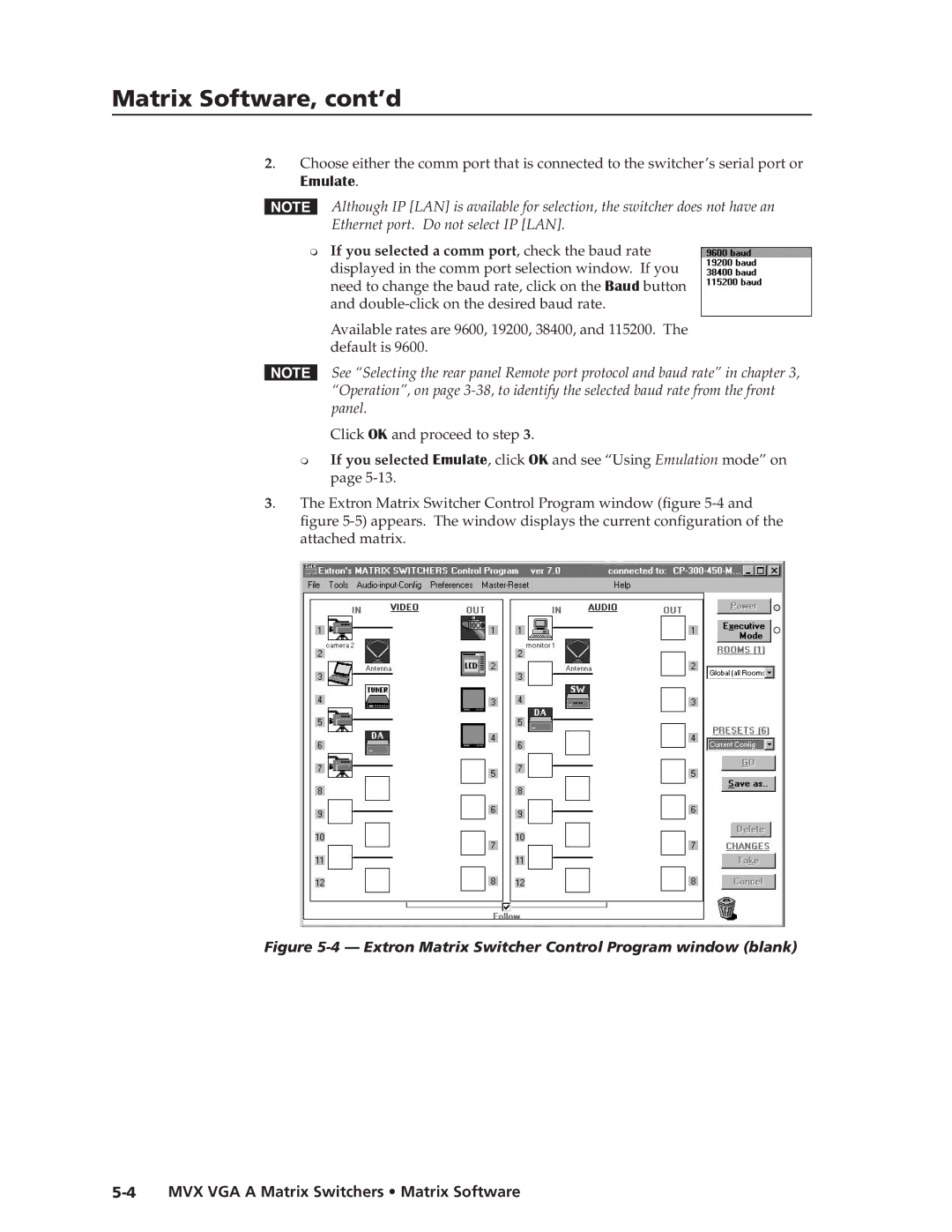 Extron electronic MVX VGA A manual Matrix Software, cont’d 