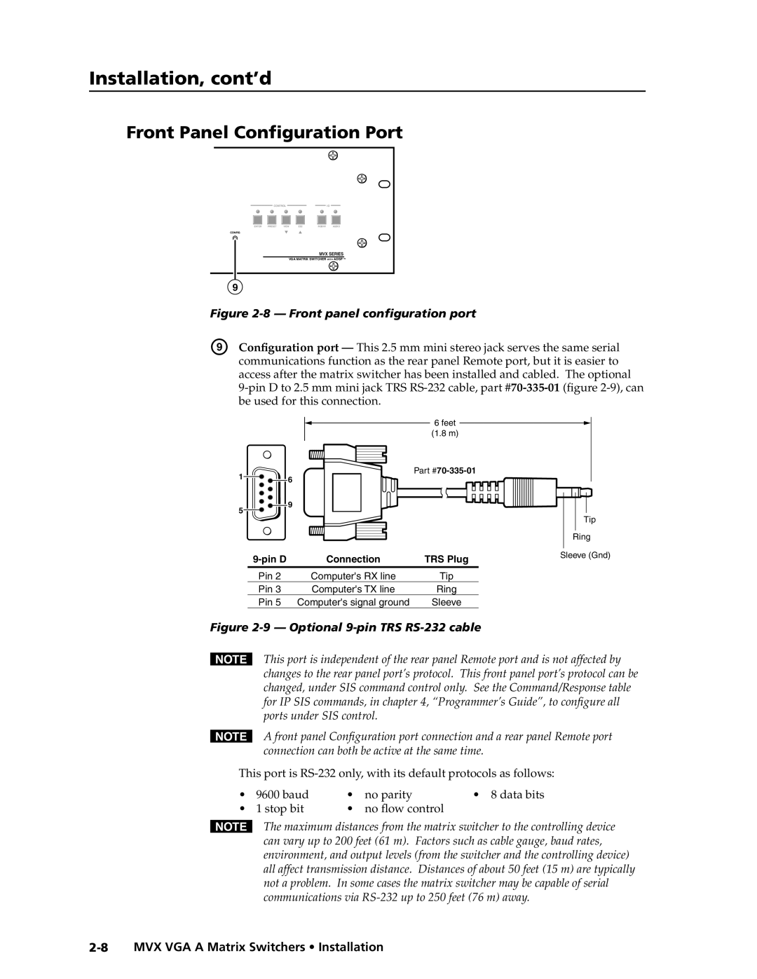 Extron electronic MVX VGA A manual Front Panel Configuration Port, 8 - Front panel configuration port, Preliminary 
