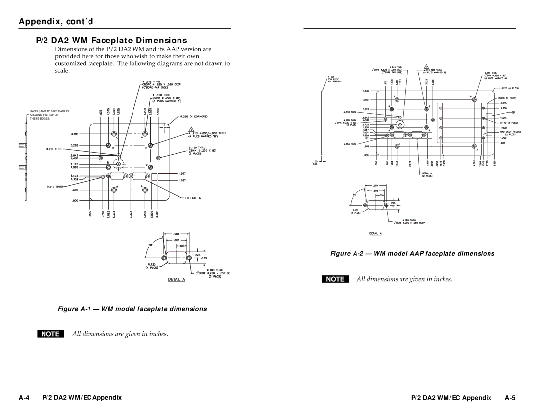 Extron electronic APP user manual Appendix, cont’d DA2 WM Faceplate Dimensions, Figure A-1 WM model faceplate dimensions 