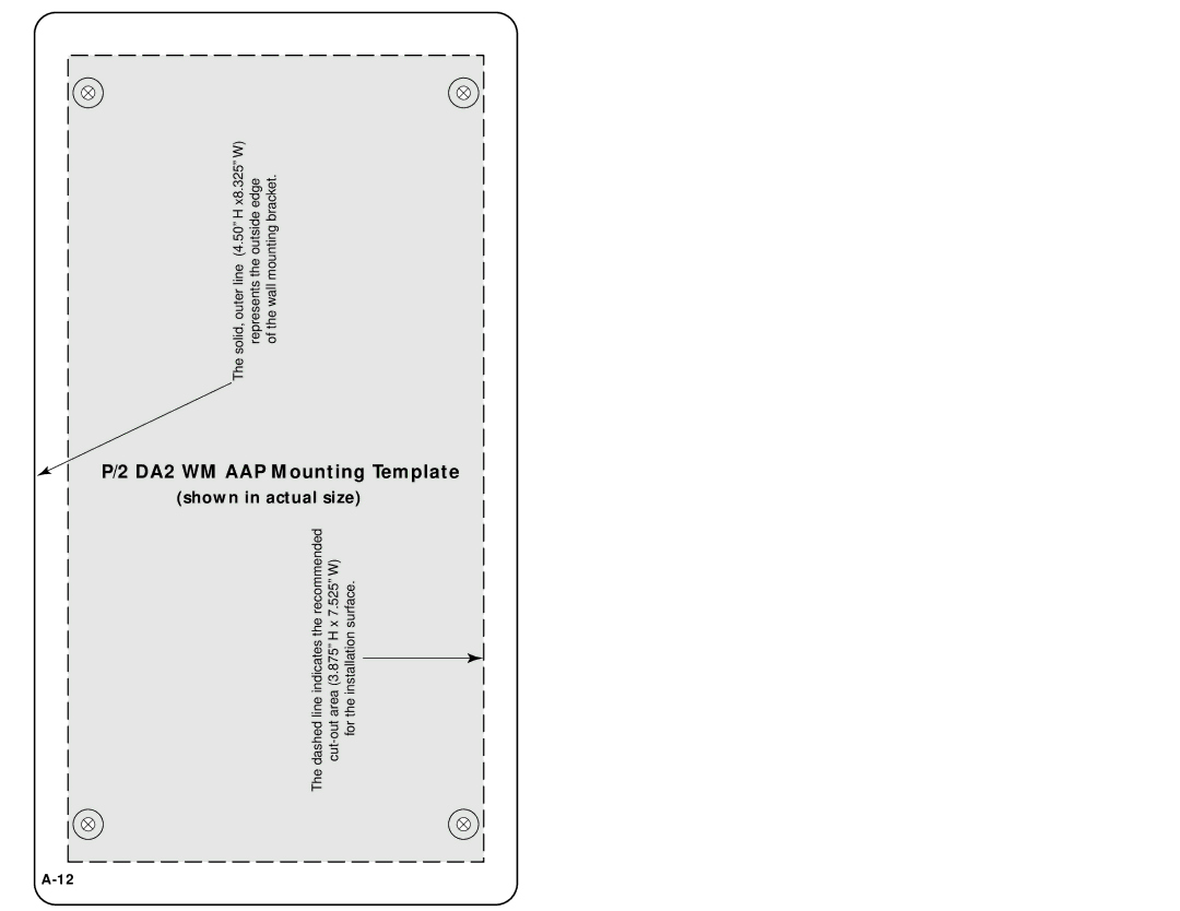 Extron electronic APP, P/2 DA 2 WM/EC user manual Mounting, Template, Shown, Actual size 