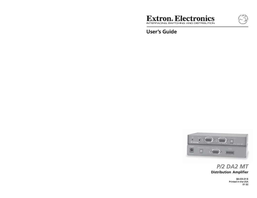 Extron electronic P/2 DA2 MT manual Distribution Amplifier, User’s Guide 
