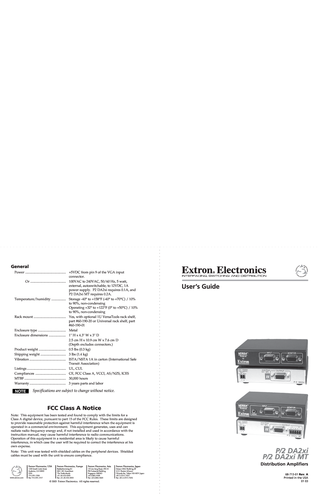 Extron electronic P/2 DA2XI MT setup guide Power down and mount, Connect inputs, Connect outputs, Installation 