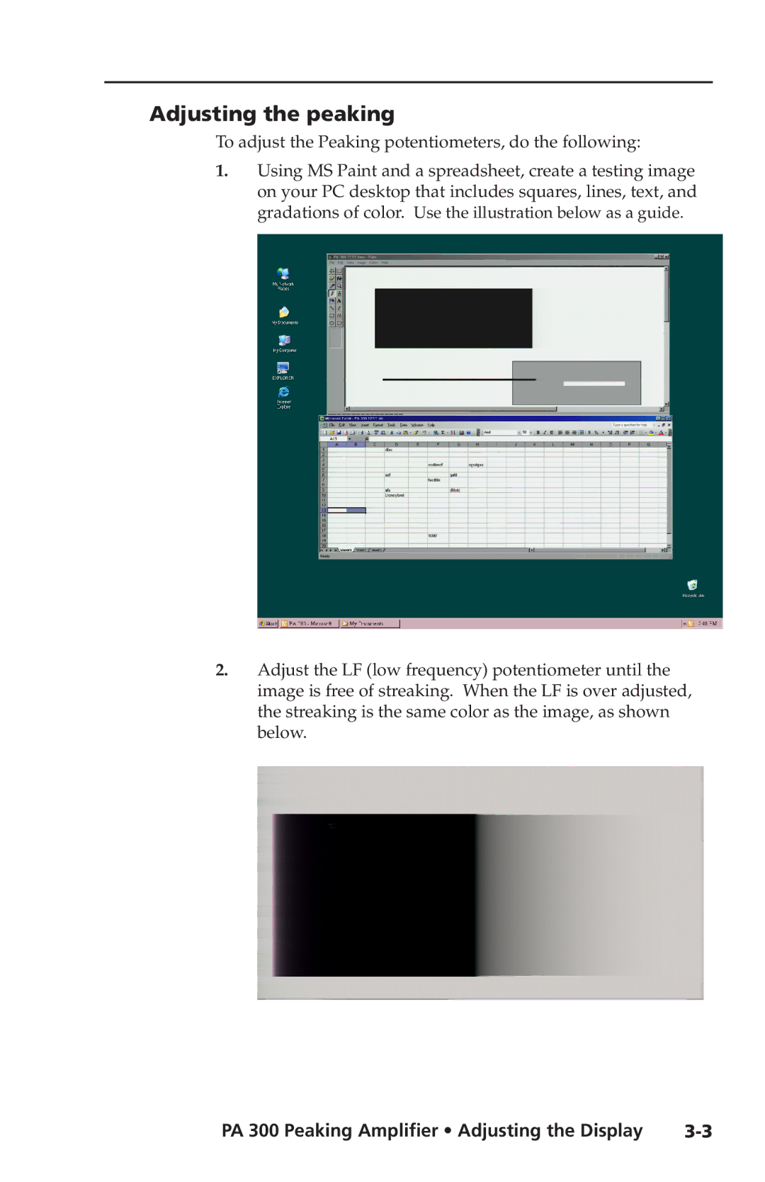 Extron electronic PA 300 user manual Adjusting the peaking, To adjust the Peaking potentiometers, do the following 