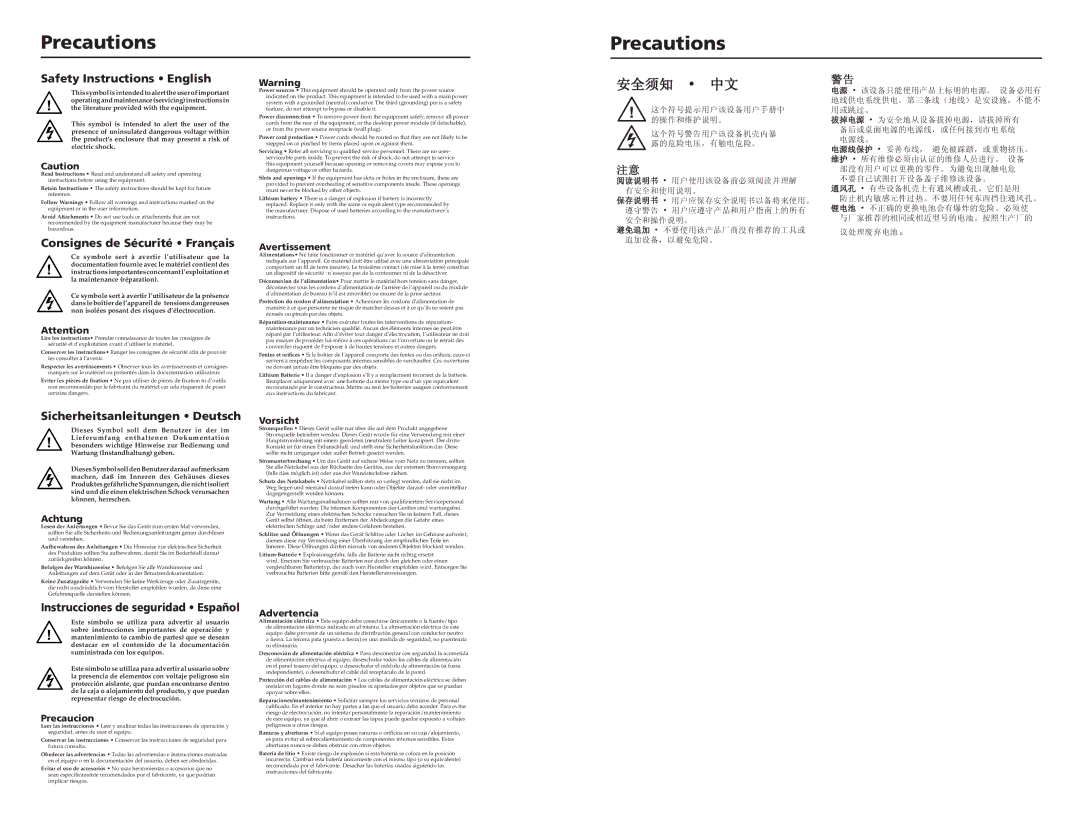 Extron electronic PCM 240 manual Precautions, Safety Instructions English 