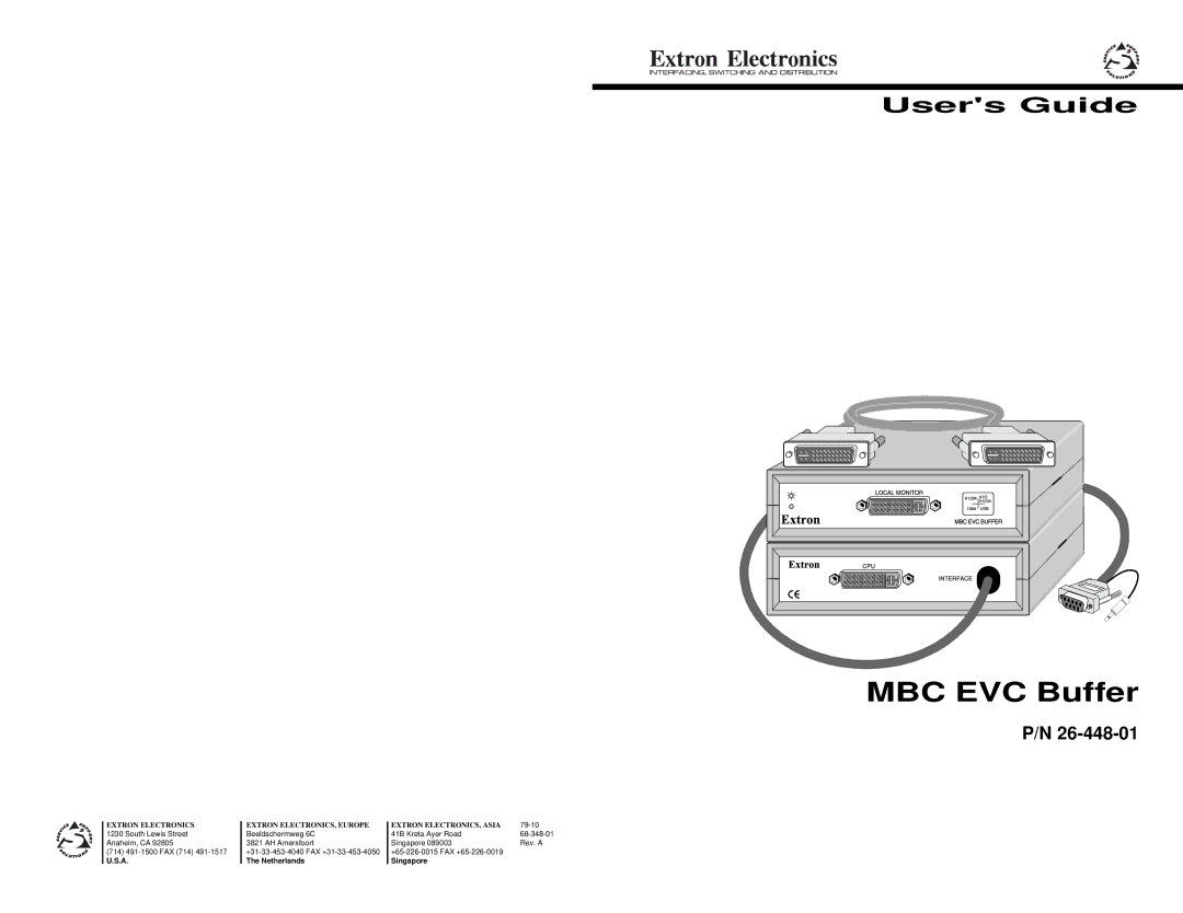 Extron electronic P/N 26-448-01 manual MBC EVC Buffer, Netherlands, Singapore 