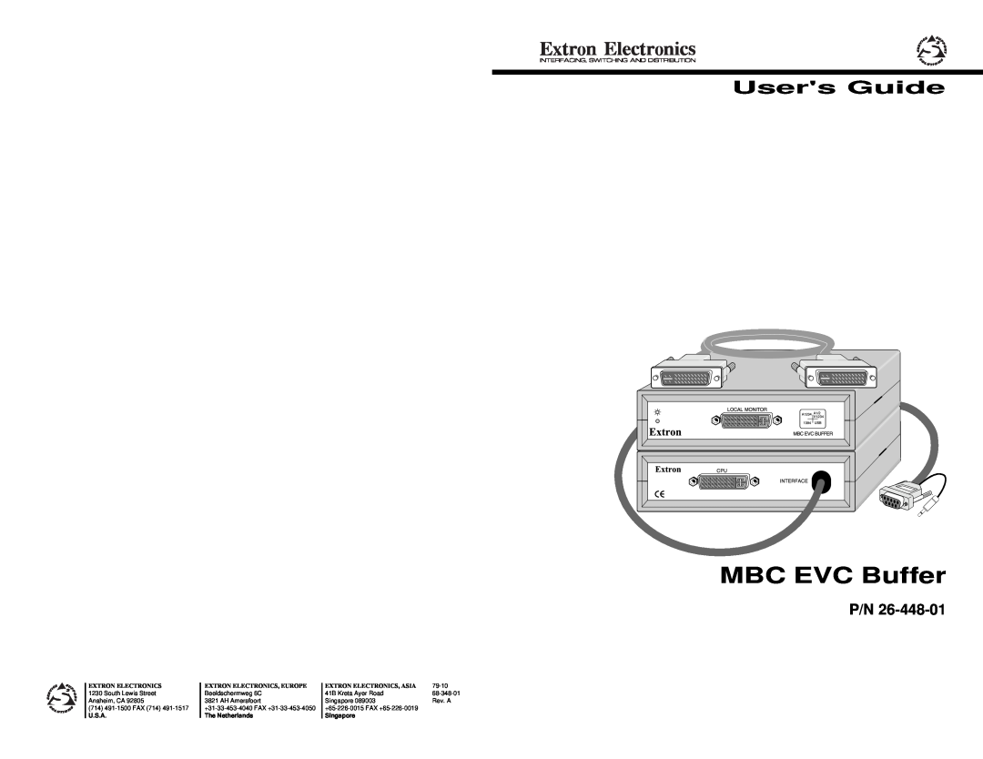 Extron electronic P/N 26-448-01 manual MBC EVC Buffer, Users Guide, U.S.A, Extron Electronics, Europe, The Netherlands 