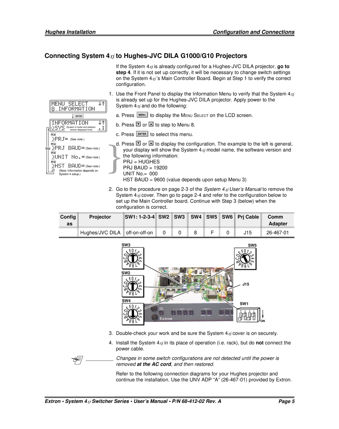 Extron electronic P/N 68-412-02 installation instructions Version displayed here 