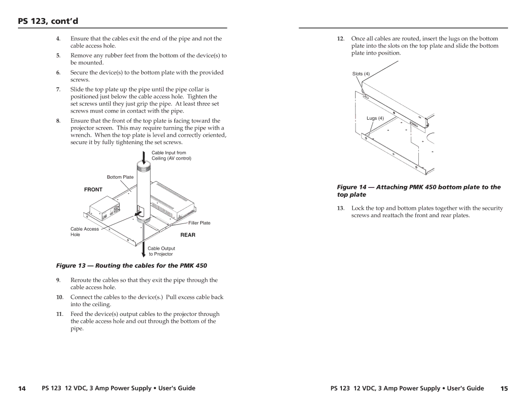 Extron electronic PS 123 manual Routing the cables for the PMK 