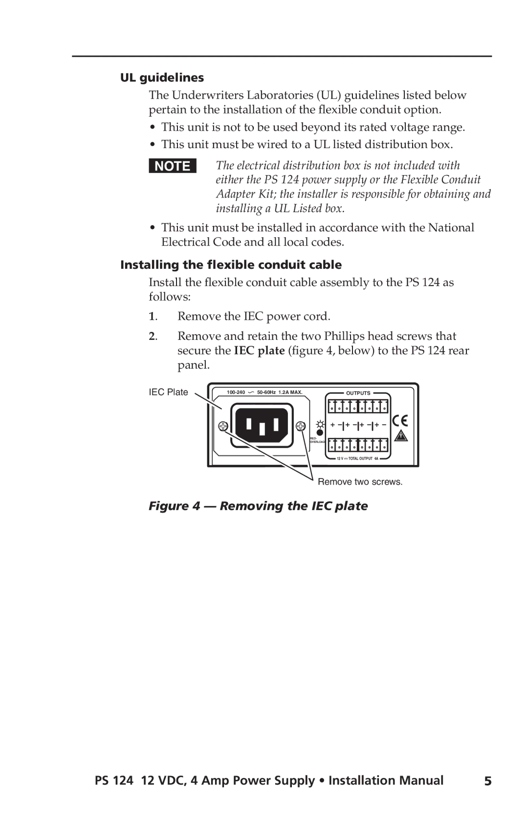 Extron electronic PS 124 installation manual UL guidelines, This unit must be installed in accordance with the National 