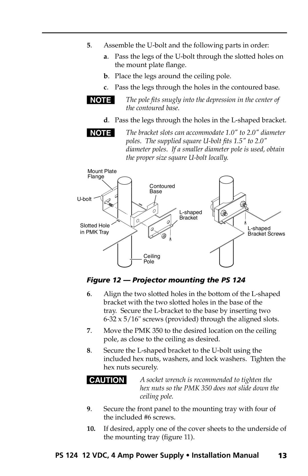 Extron electronic PS 124 installation manual Pass the legs through the holes in the L-shaped bracket 