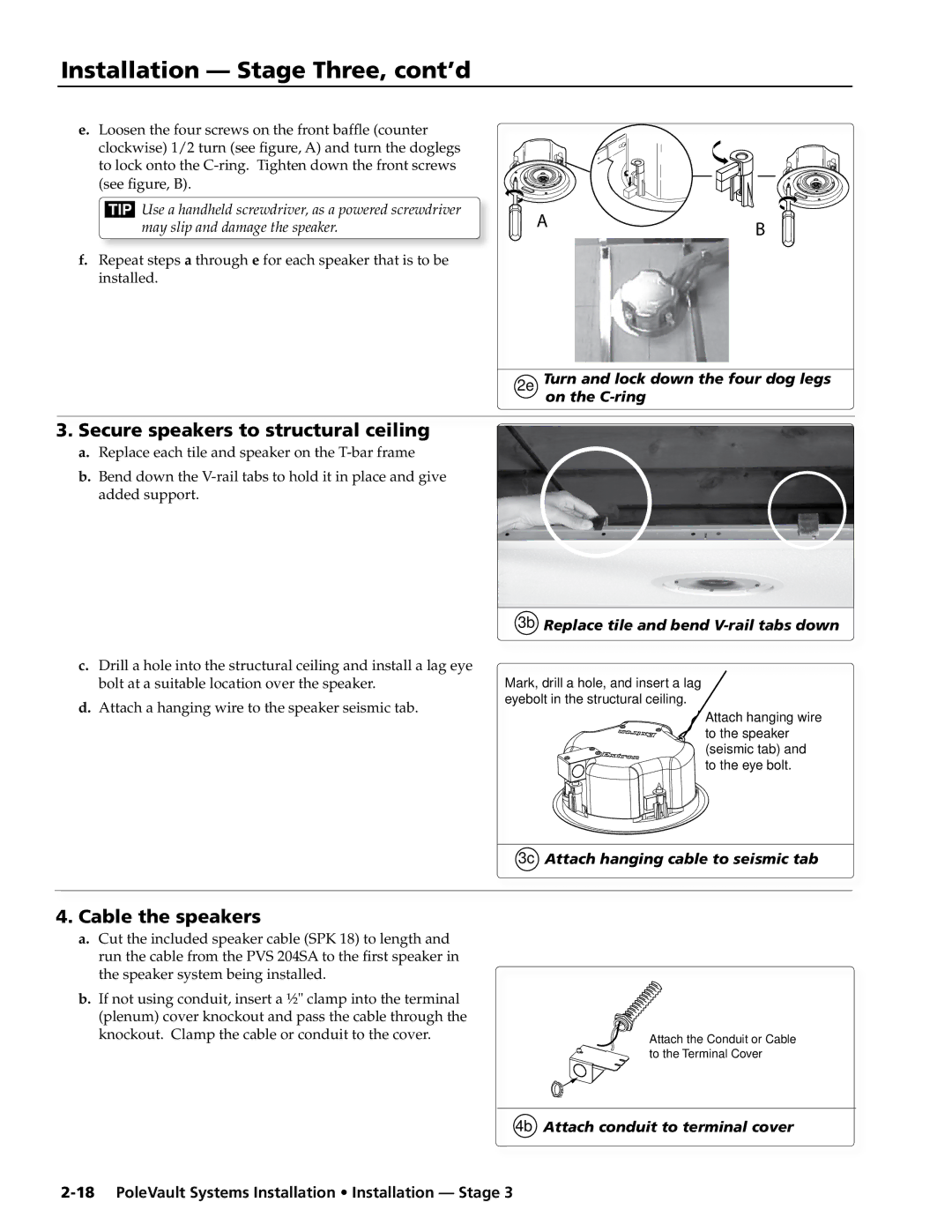 Extron electronic PVS 200, PVS 400, PVS 300 manual Installation Stage Three, cont’d, Cable the speakers 