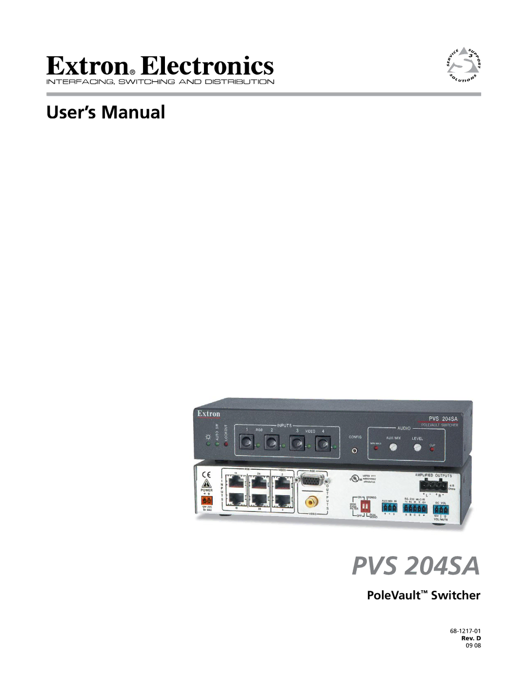 Extron electronic PVS 204SA manual PoleVault Switcher 