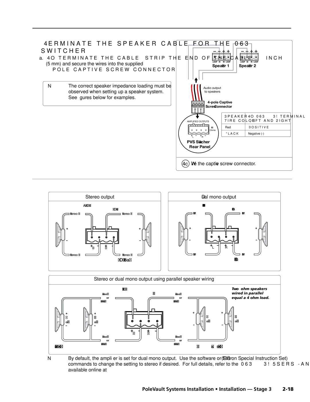 Extron electronic PVS 305SA manual Terminate the speaker cable for the PVS switcher, Pole captive screw connector 