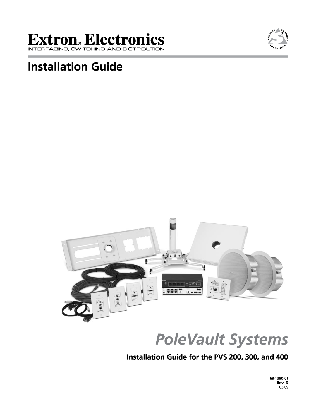 Extron electronic PVS 400 manual Installation Guide for the PVS 200, 300, and, PoleVault Systems, 68-1390-01, Rev. D 