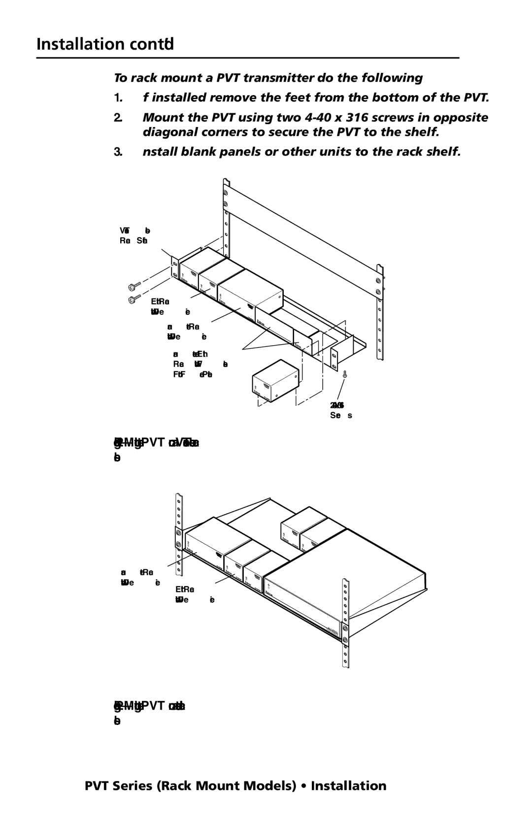Extron electronic PVT CV, PVT RGB CV, PVT SW RGB manual Installation, cont’d, Mounting the PVT on a VersaTools rack shelf 