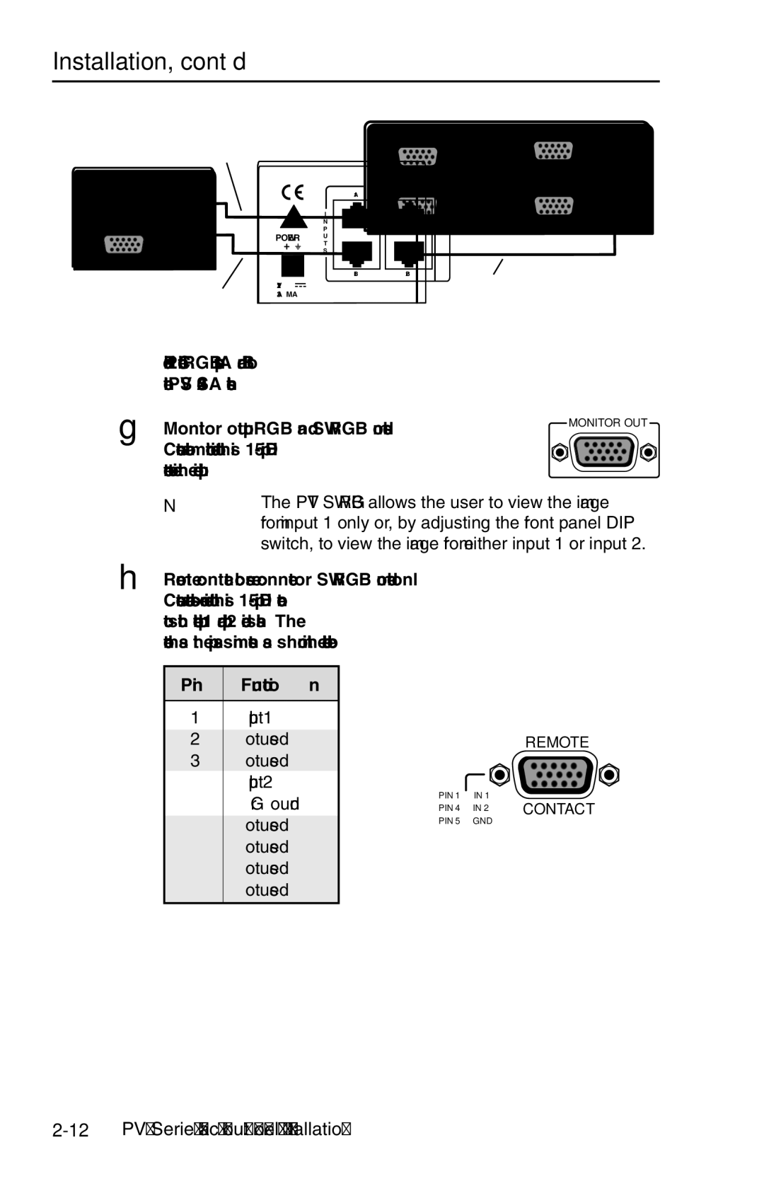 Extron electronic PVT CV, PVT RGB CV, PVT SW RGB manual Connecting RGB outputs a and B to the PVS 204SA switcher 