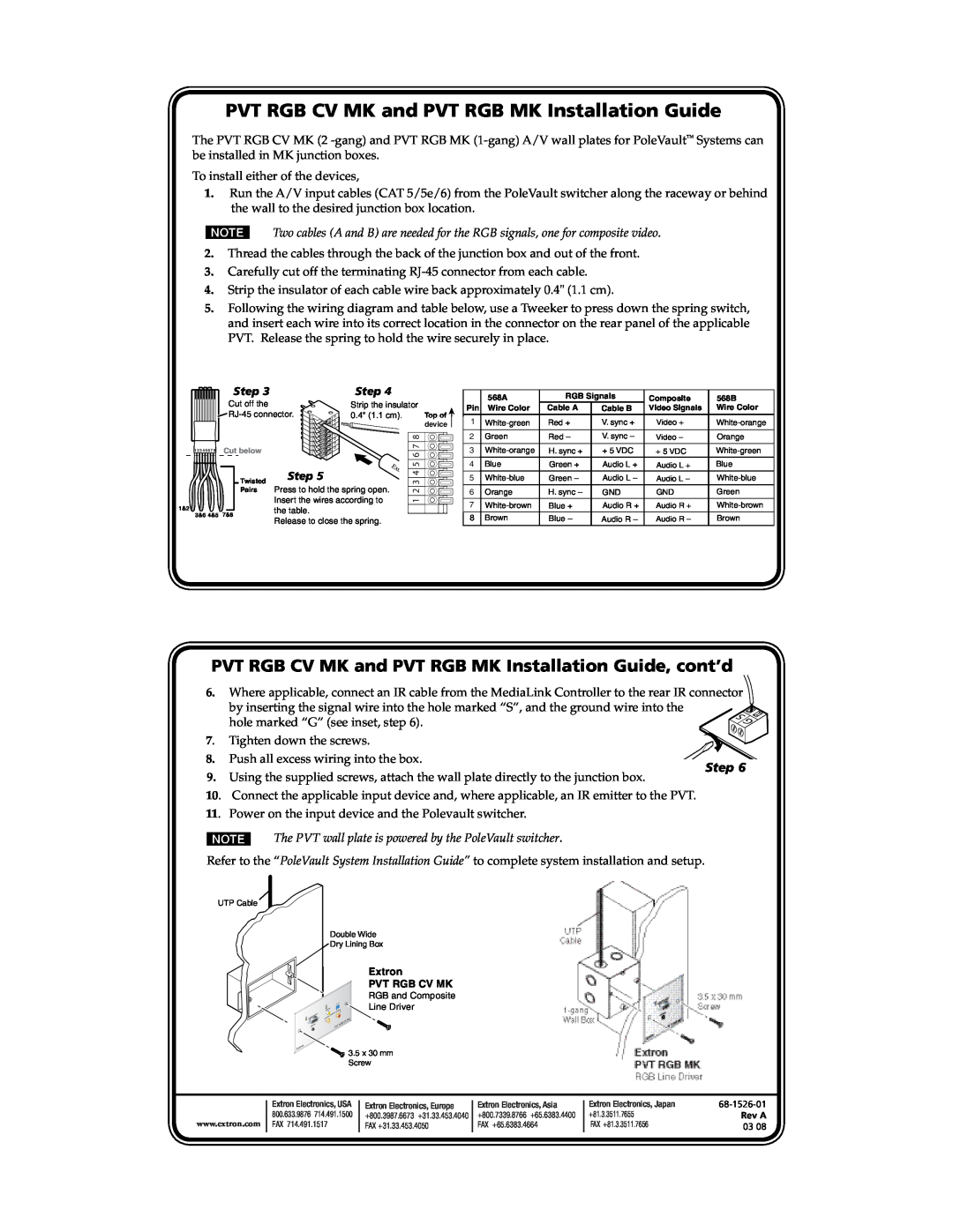 Extron electronic manual PVT RGB CV MK and PVT RGB MK Installation Guide, Step 