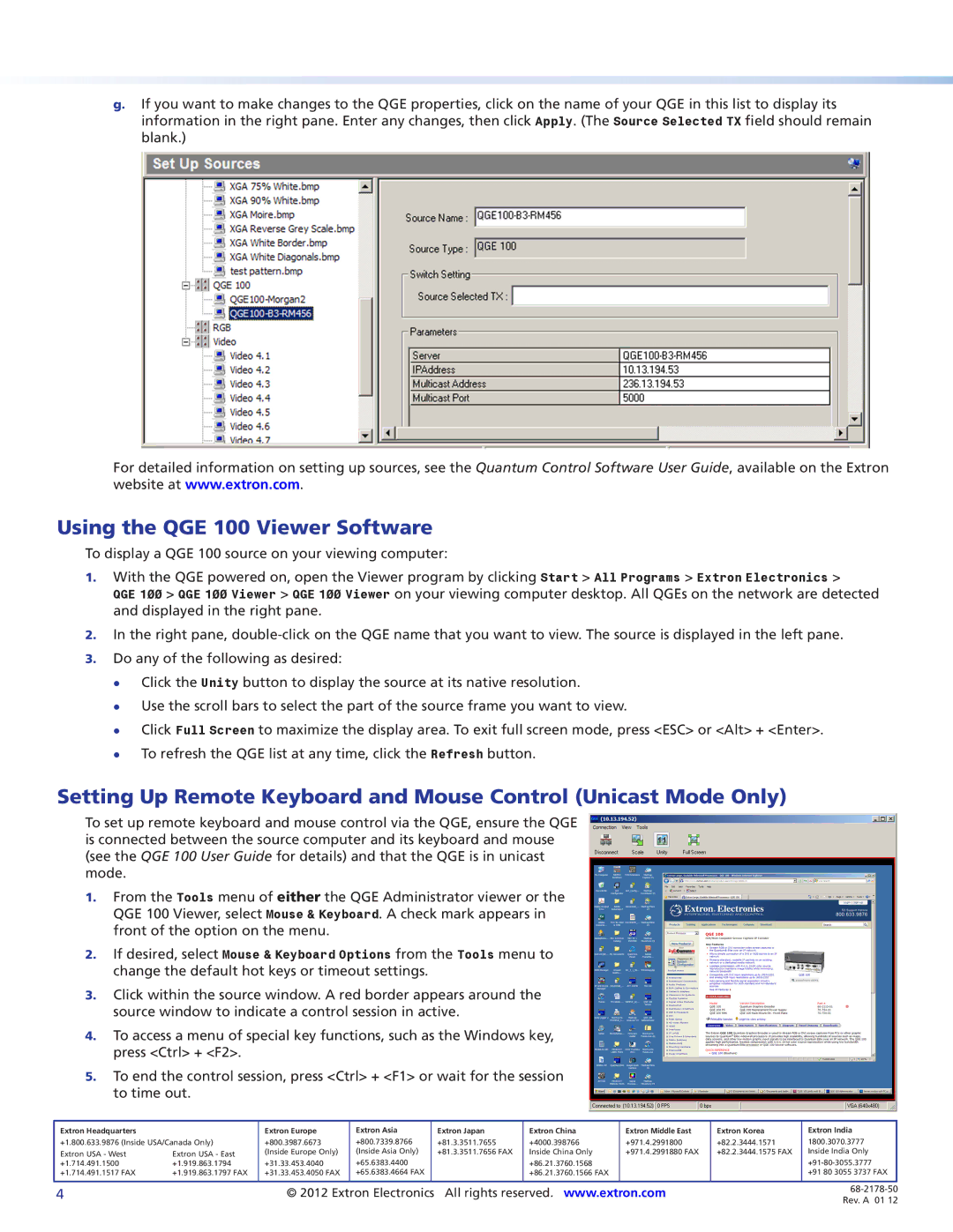 Extron electronic setup guide Using the QGE 100 Viewer Software 