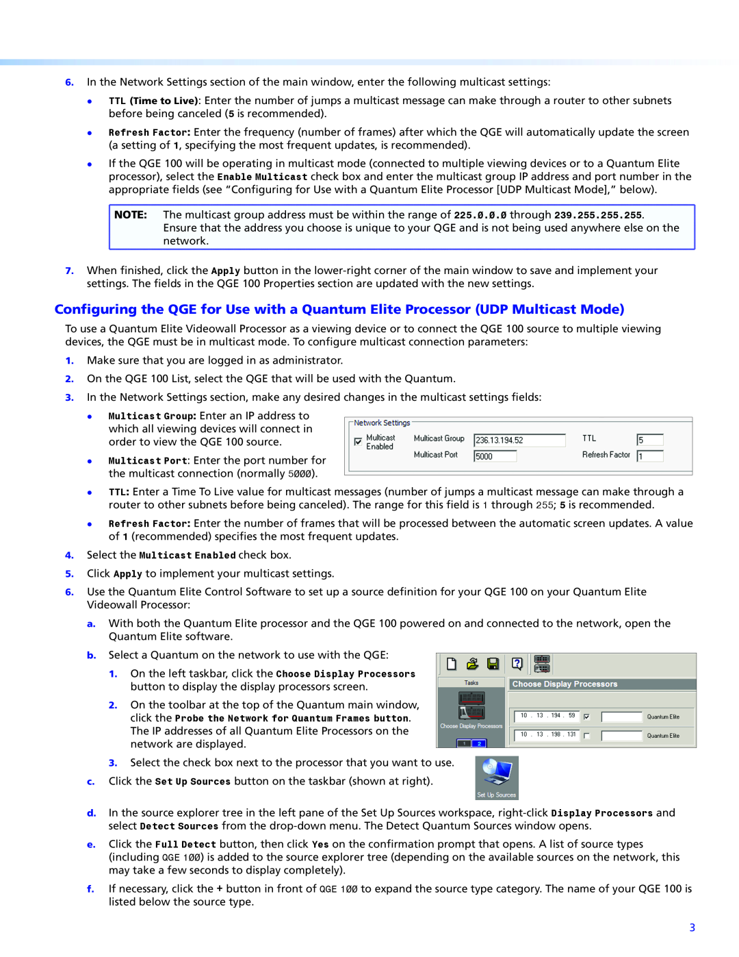 Extron electronic QGE 100 setup guide Select the Multicast Enabled check box 