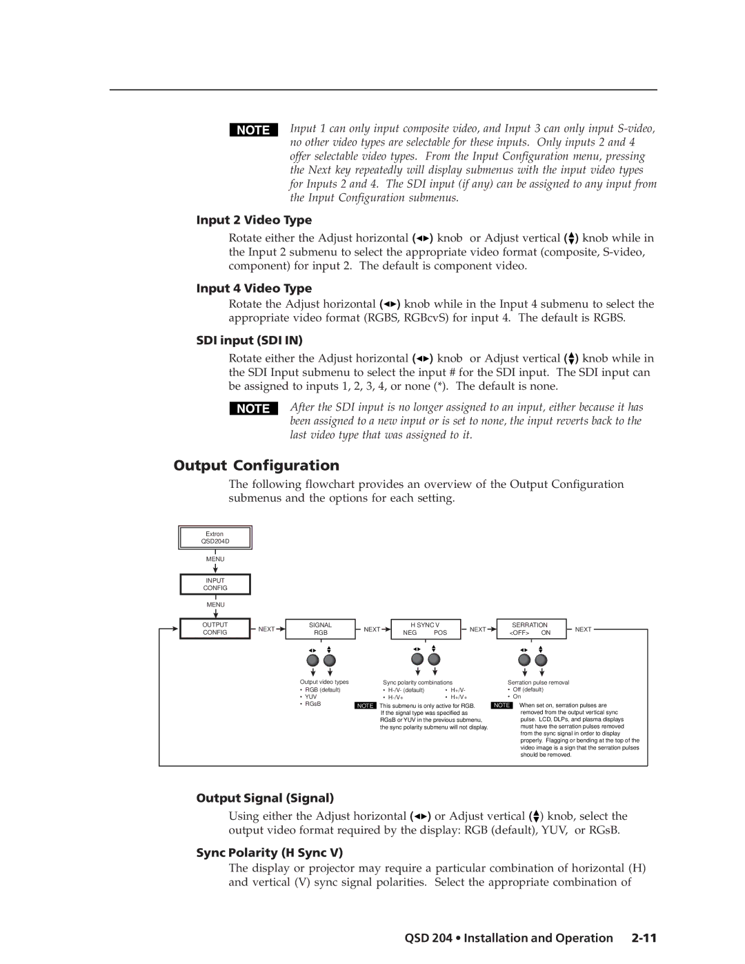 Extron electronic QSD 204 D manual Output Configuration 