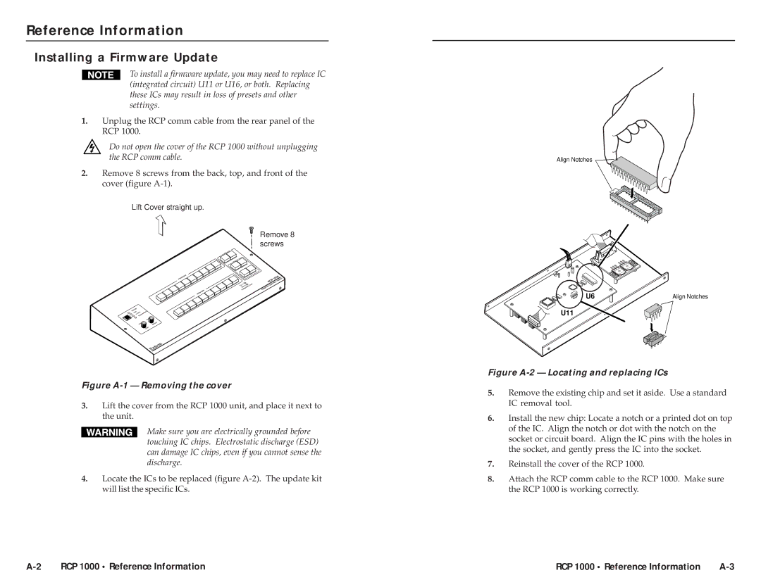 Extron electronic user manual RCP 1000 Reference Information 