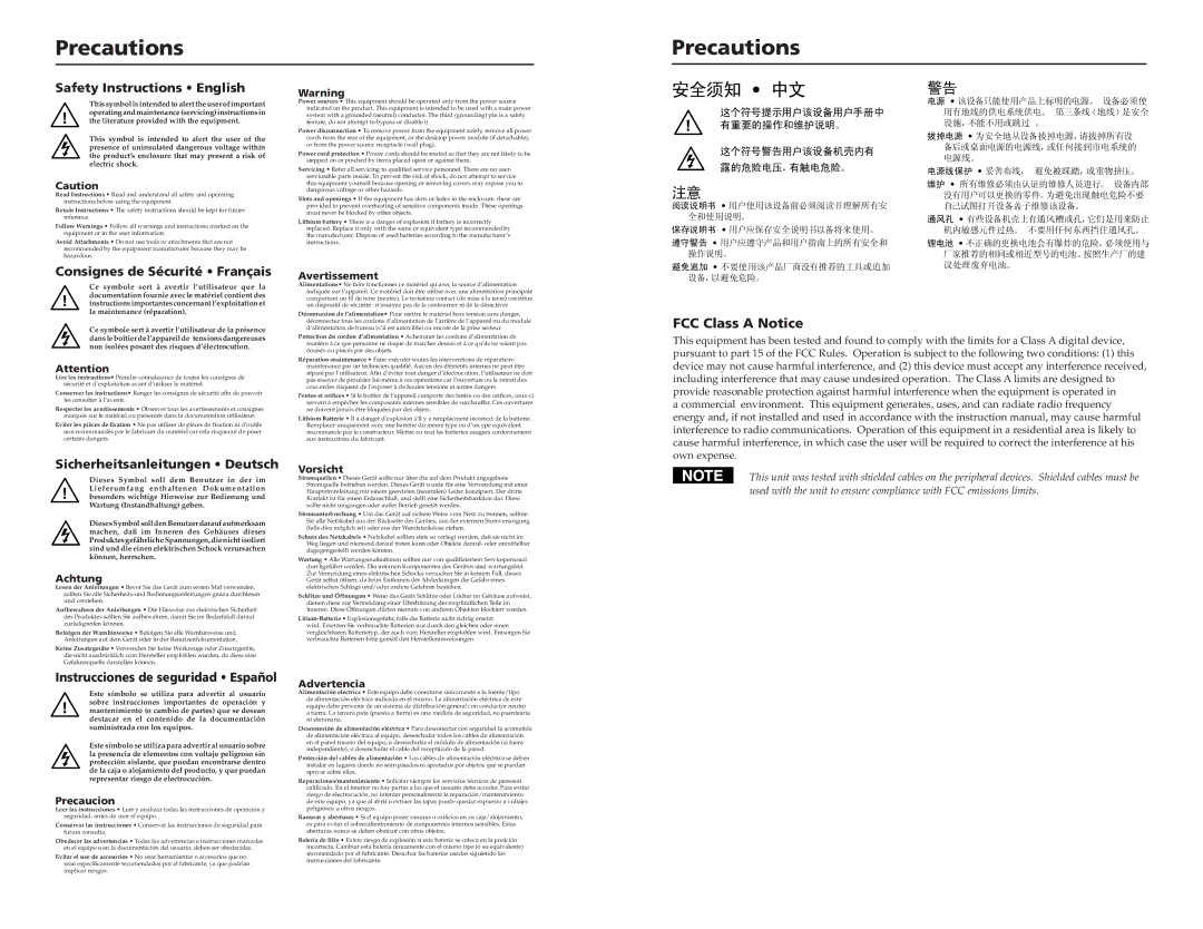 Extron electronic RGB 109XI, RGB 112XI user manual Precautions, FCC Class a Notice 