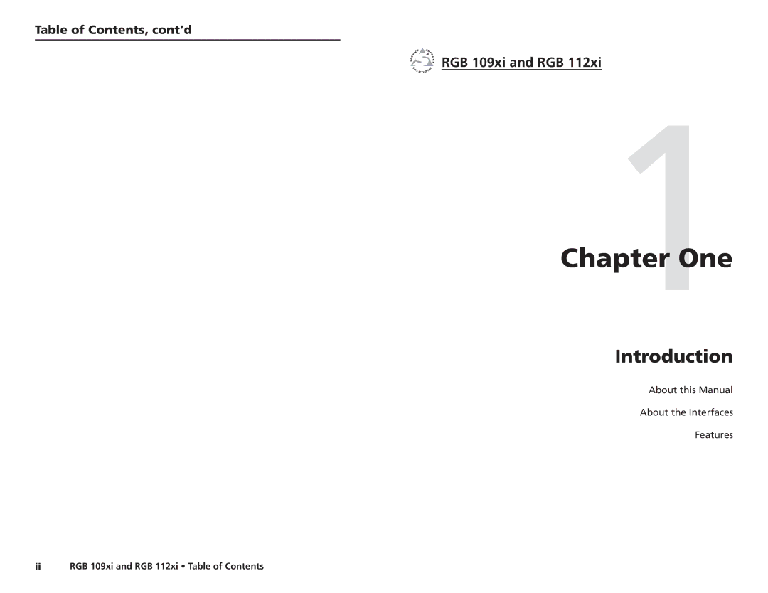 Extron electronic RGB 109XI, RGB 112XI user manual RGB 109xi and RGB, Table of Contents, cont’d 