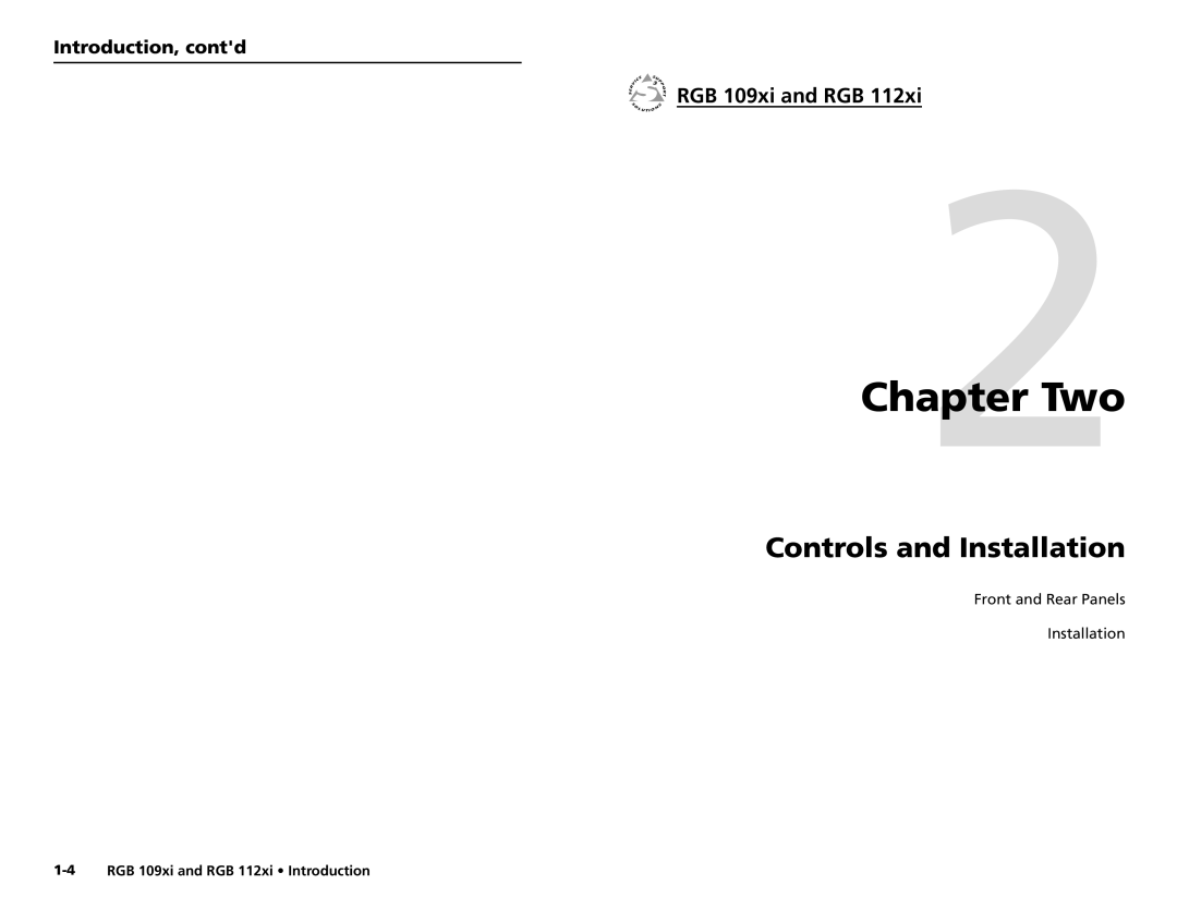 Extron electronic RGB 109XI, RGB 112XI user manual Two, Introduction, contd 