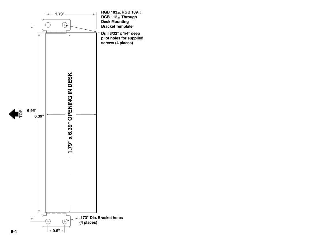 Extron electronic RGB 103, RGB 112, RGB 109 user manual Opening in Desk 