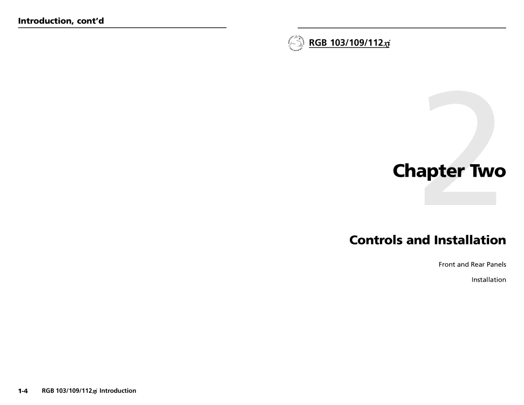 Extron electronic RGB 112, RGB 109, RGB 103 user manual Two, Controls and Installation, Introduction, cont’d 