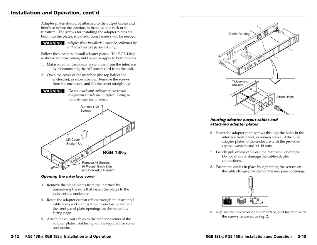 Extron electronic RGB 138XI, RGB 158XI user manual 