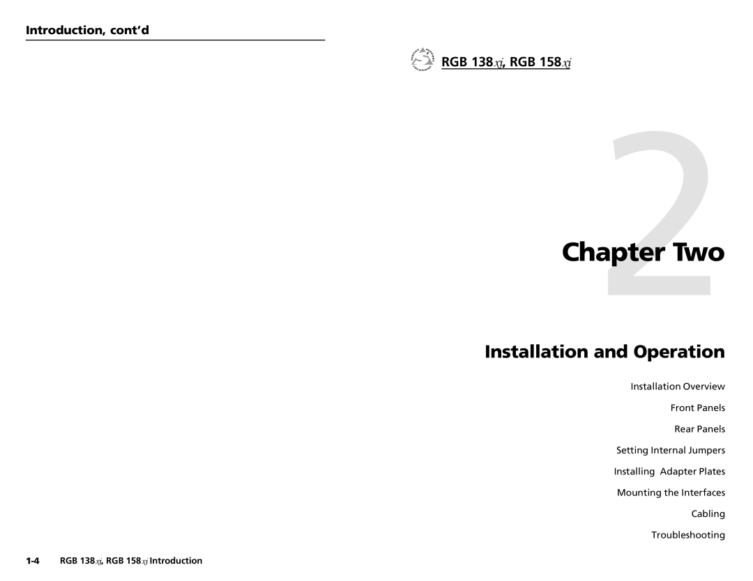 Extron electronic RGB 138XI, RGB 158XI user manual Installation and Operation, Introduction, cont’d 