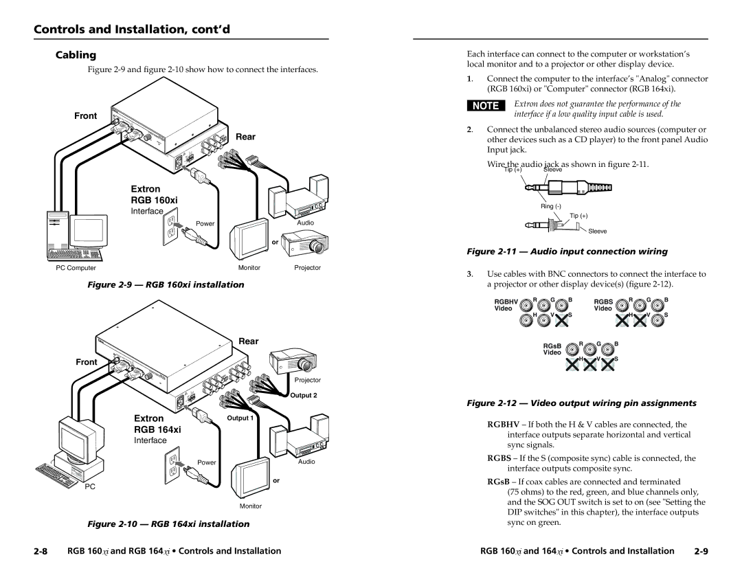 Extron electronic RGB 160 user manual Cabling, Rear 