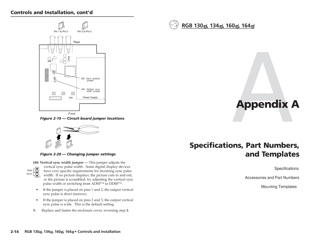 Extron electronic RGB 164XI, RGB 160XI user manual AAppendix a 